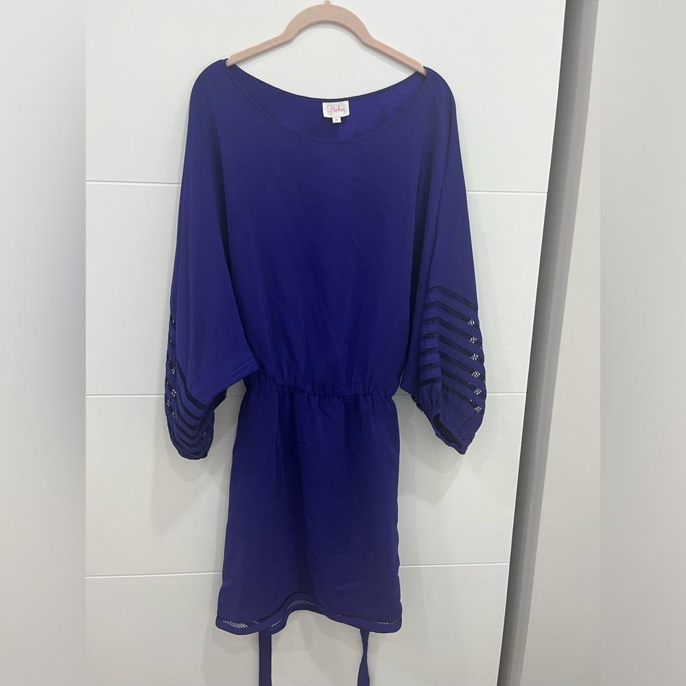 Parker Blue Dress with Balloon Sleeves